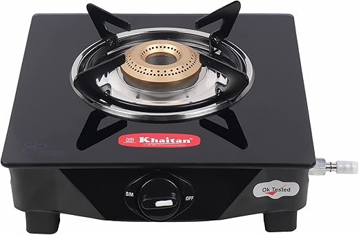 Khaitan 1 Burner BP Jio Black Toughened Glass | LPG Cooktop I Manual Ignition Stove| Ergonomic Knob|with 1 Year Warranty | Pan India Service| LP…