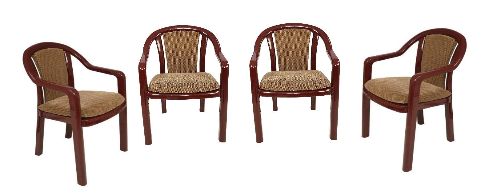 Supreme Ornate Premium Lacquered Finish Plastic Chairs with Cushion (Set of 4, Rosewood Brown)-image-21