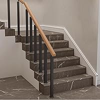 Vista 23 de 42/40/38/36/34in Square Stair Baluster Posts- 270° Adjustable Metal Railing Spindles with Flat Bracket Base and Screws Kits; Iron Posts are Suitable