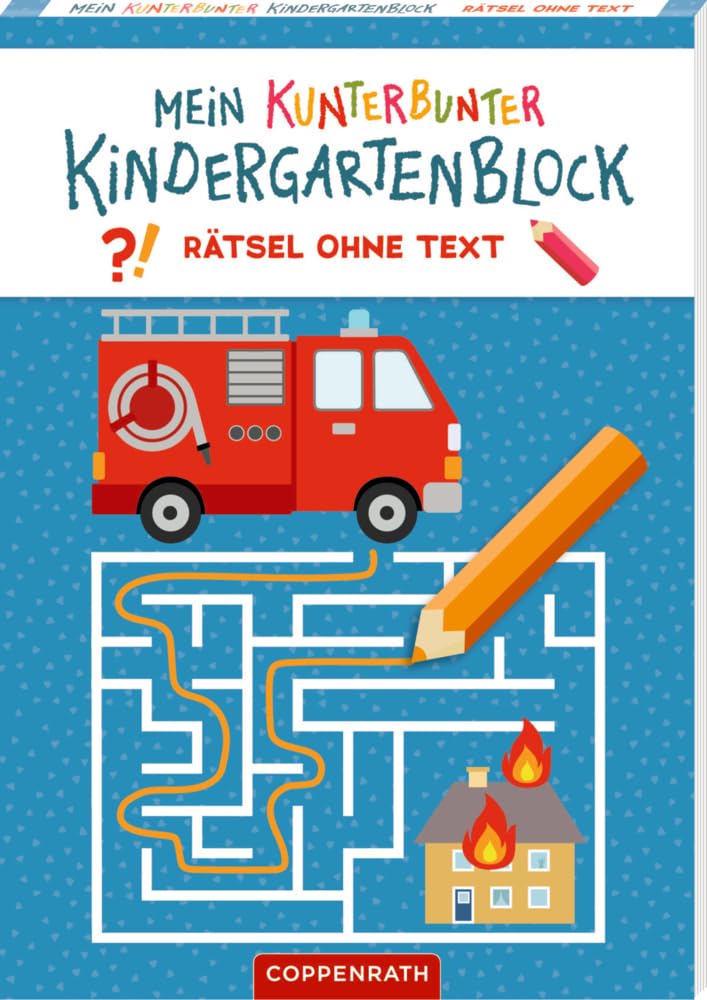 Mein kunterbunter Kindergartenblock: Rätsel ohne Text (Feuerwehr & Polizei)