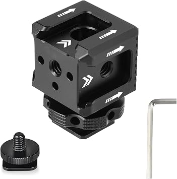 Triple Cold Shoe Mount with 1/4"-20 Thread 3 Port Cold Shoe Mount for Microphone LED Flash Light Monitor