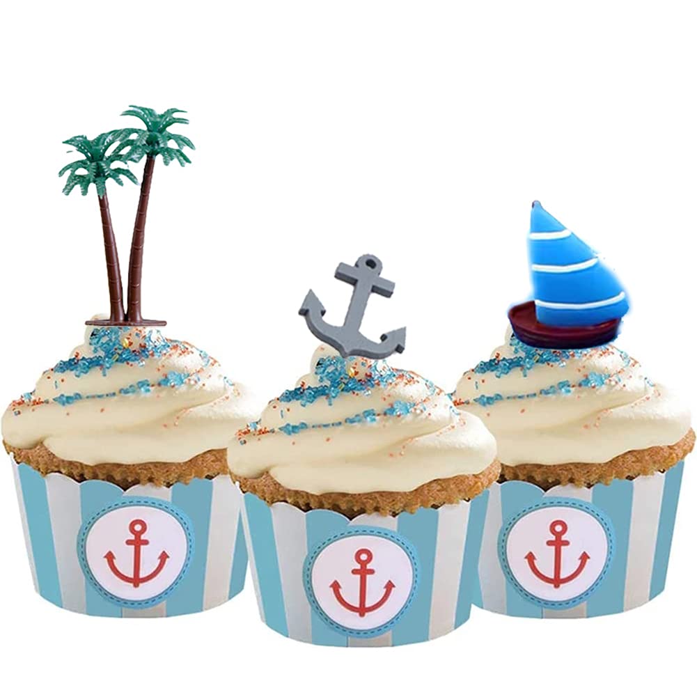 MAGICLULU Décorations de Gâteau Modèles Créatifs en Résine Set de 4 Pièces pour Fête Plage pour Accessoires de Fête Thème Plage Piscine