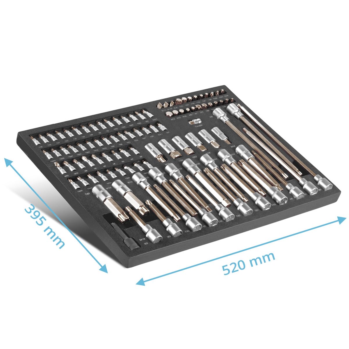 STAHLWERK Set di chiavi a bussola e a bussola da 102 pezzi in inserto per carrello dell'officina. Utensili CrV di alta qualità in inserto per carrello degli attrezzi per un ordine perfetto, set di