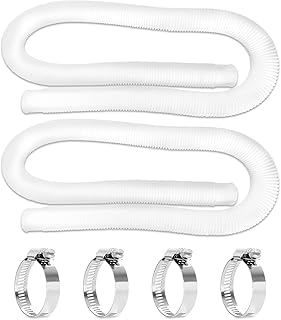 Skimmer Hoses for Pool and Skimmer - 1.48” x 59” Pool Hoses for Intex Pool Skimmer Surface Skimmer Pool Pump Pool Filter, Pump Hoses Tubes for Above Ground Pool Sand Filter, 2 Pack with 4 Hose Clamps