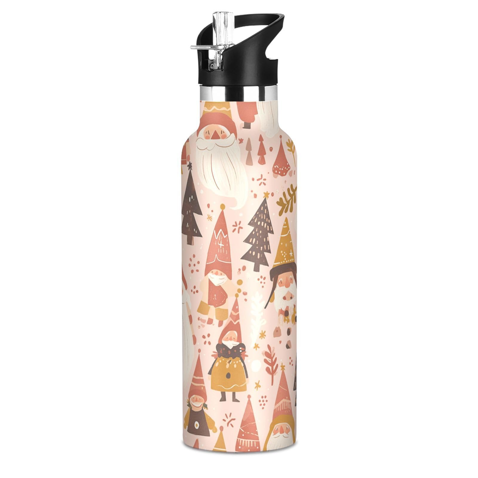 Kaaviyo Boys Pattern Vintage Santa Warm Christmas Water Bottle Stainless Steel Jug Insulated Vacuum Cup For Girls(600Ml)