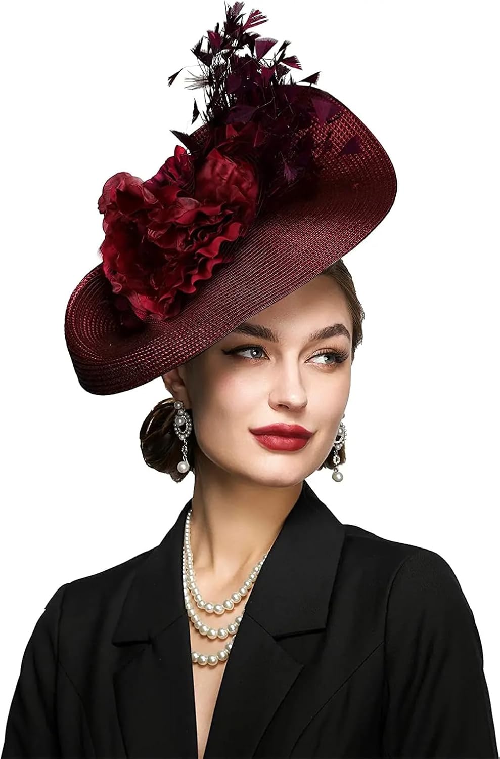 Womens Tea Party Feather Fascinator Kentucky Hat Fascinator Derby Hat Wedding Straw Pillbox Hat
