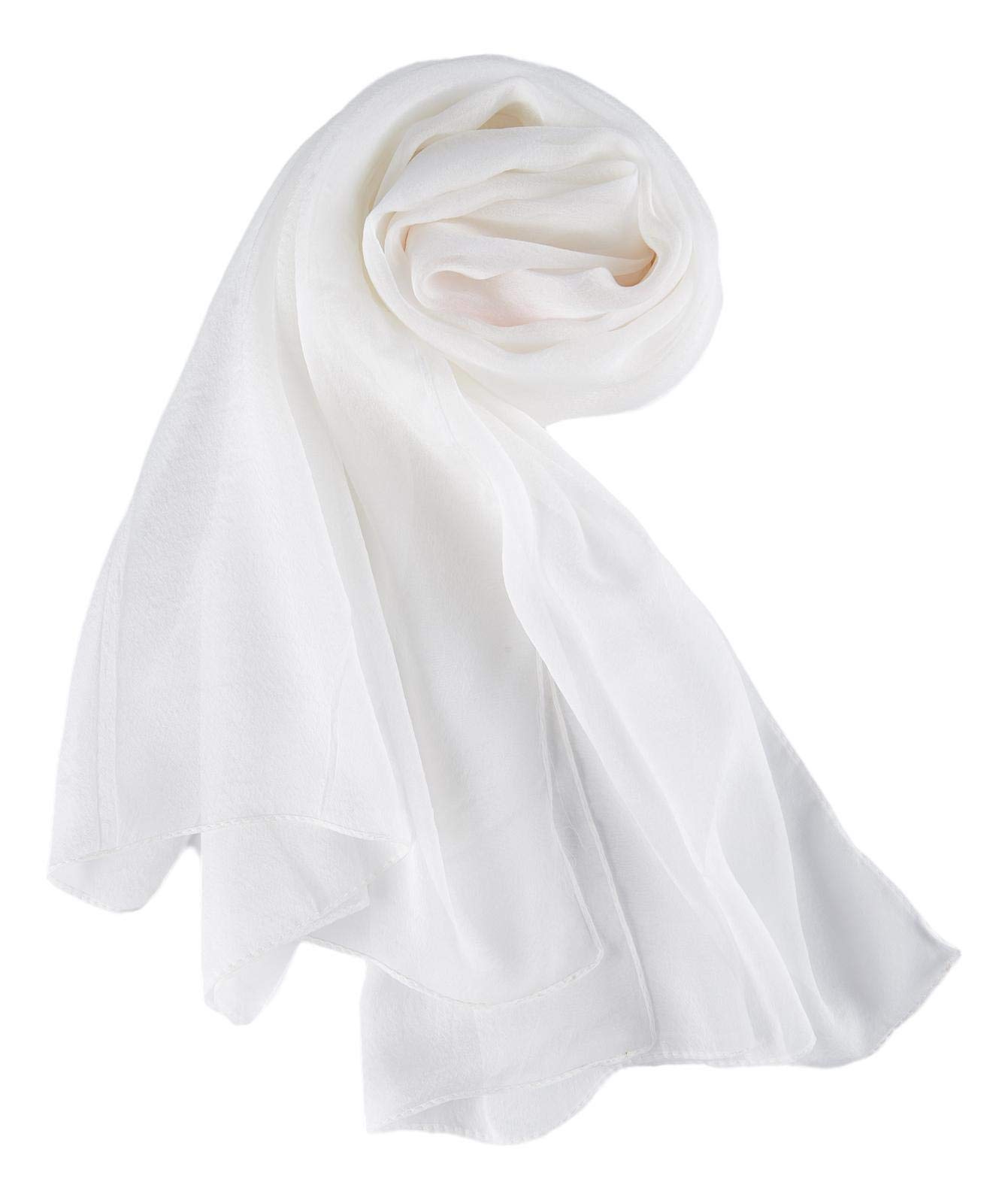 Bufandas y chales Bufanda, Pañuelo largo de gasa de seda multicolor for mujer(White 1)