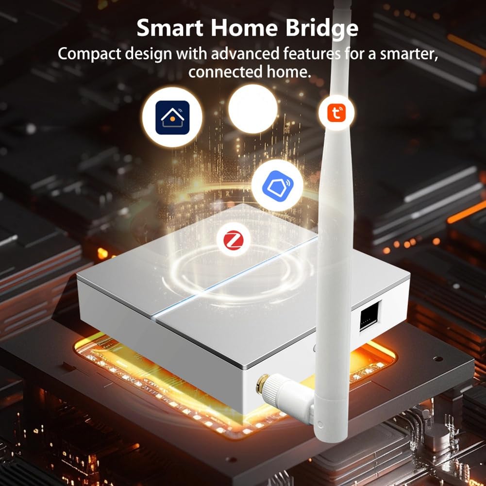 Hub de Enlace Inteligente Tuya Zigbee 3.0 con Cable y Antena para Control Remoto Inalámbrico.