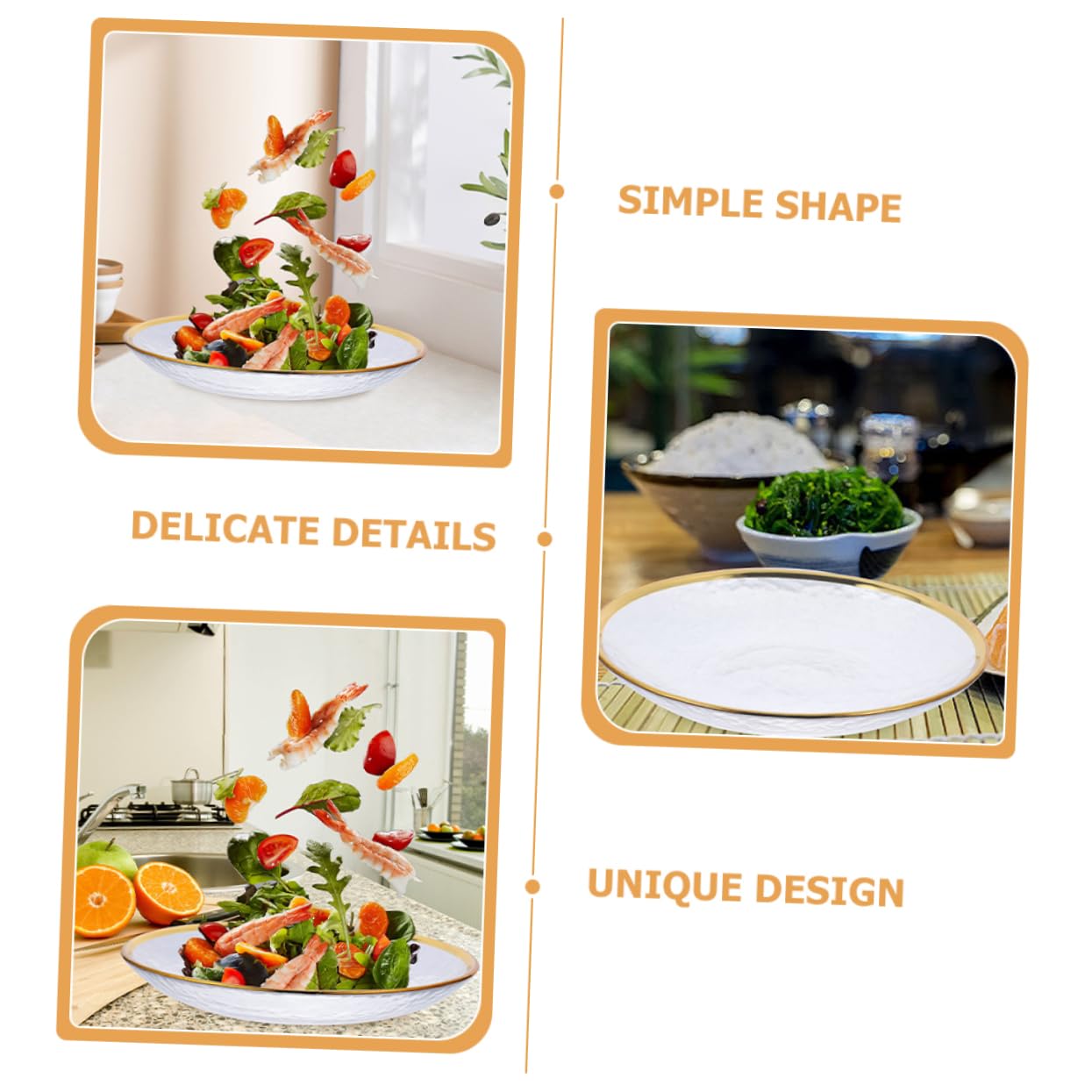 IMIKEYA Piatto Con Dorato Per Insalata e Frutta Elegante Piatto Giapponese Da Tavola Per Servire Snack e Dessert Versatile Per Uso Quotidiano e Occasioni Speciali
