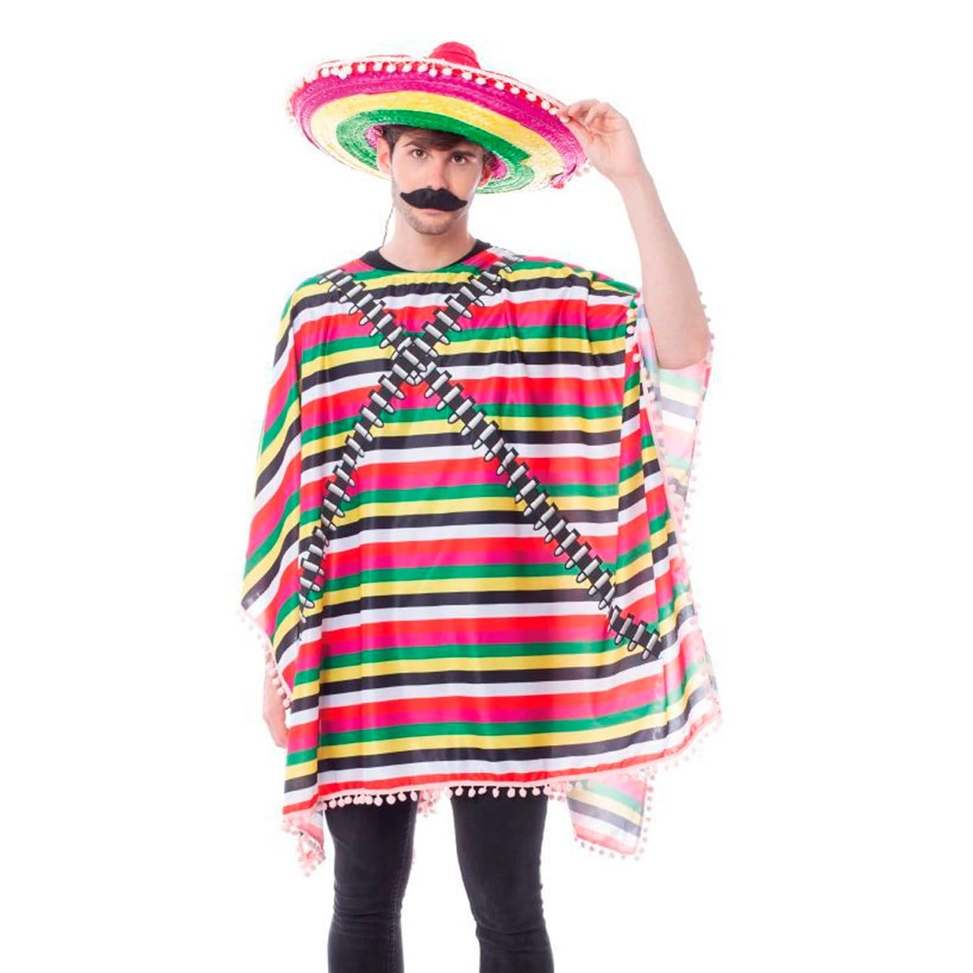 Acan Tradineur - Disfraz para Adultos de Mexicano - Fabricado en España - Ideal para Carnaval, Halloween, Cosplay y Fiestas - Talla S
