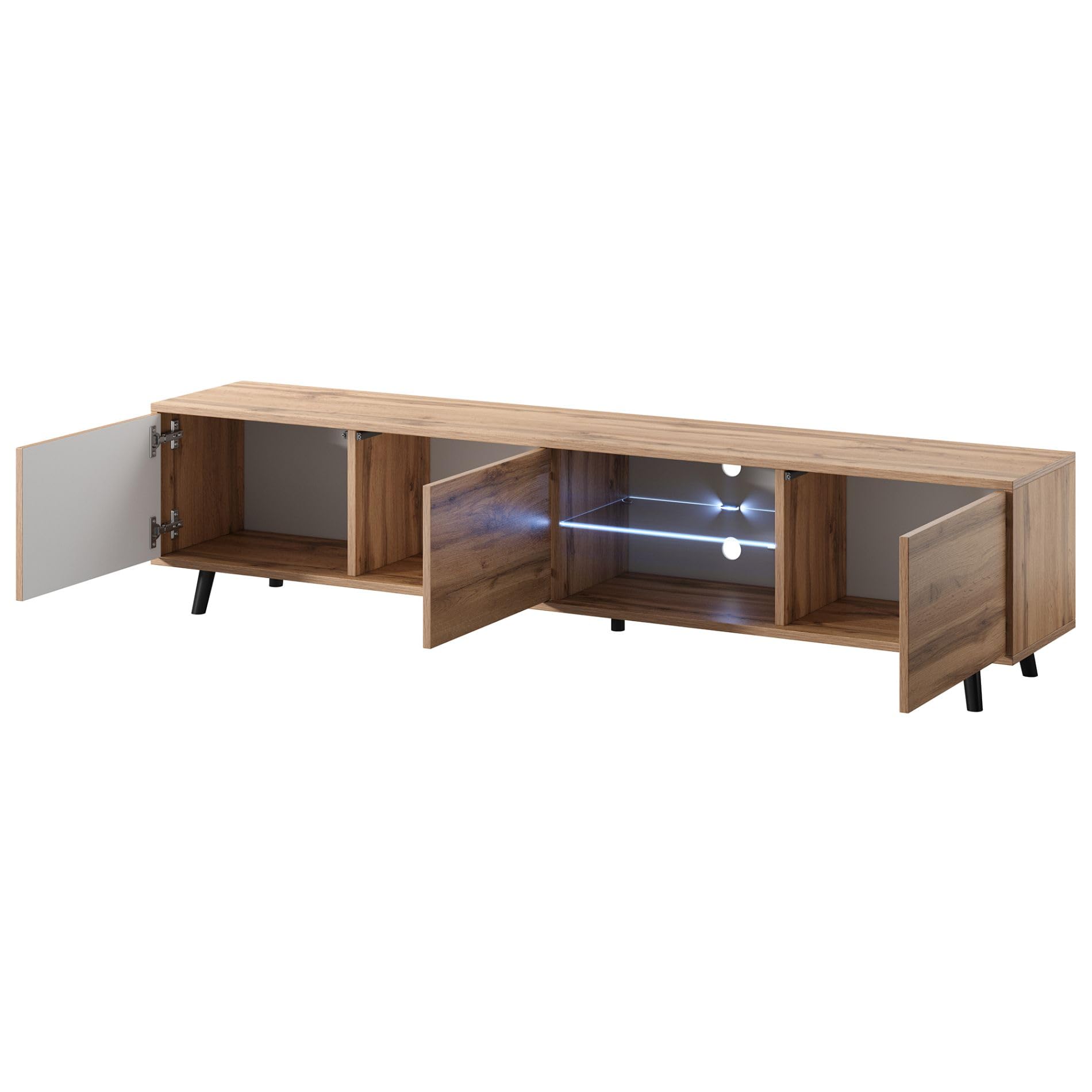 Selsey Galhad - Mueble TV, Roble wotan, iluminación LED a Pilas, 175 cm Ancho