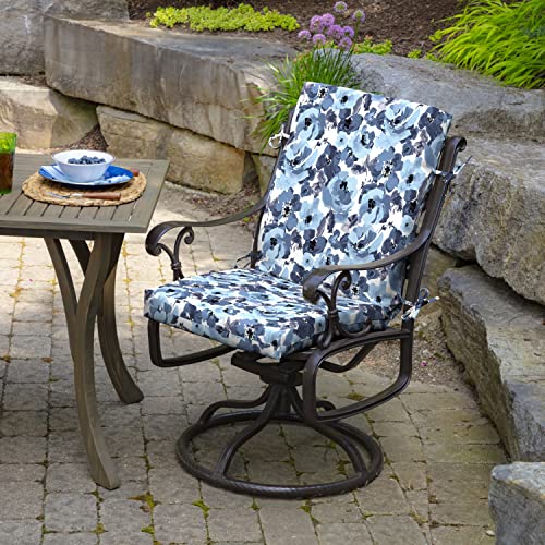Image of Arden Patio Dining Outdoor Chair Cushions, 20x44, Rain-Proof Seat Pad, Fade-Resistant Outdoor Cushion Blue Garden Floral