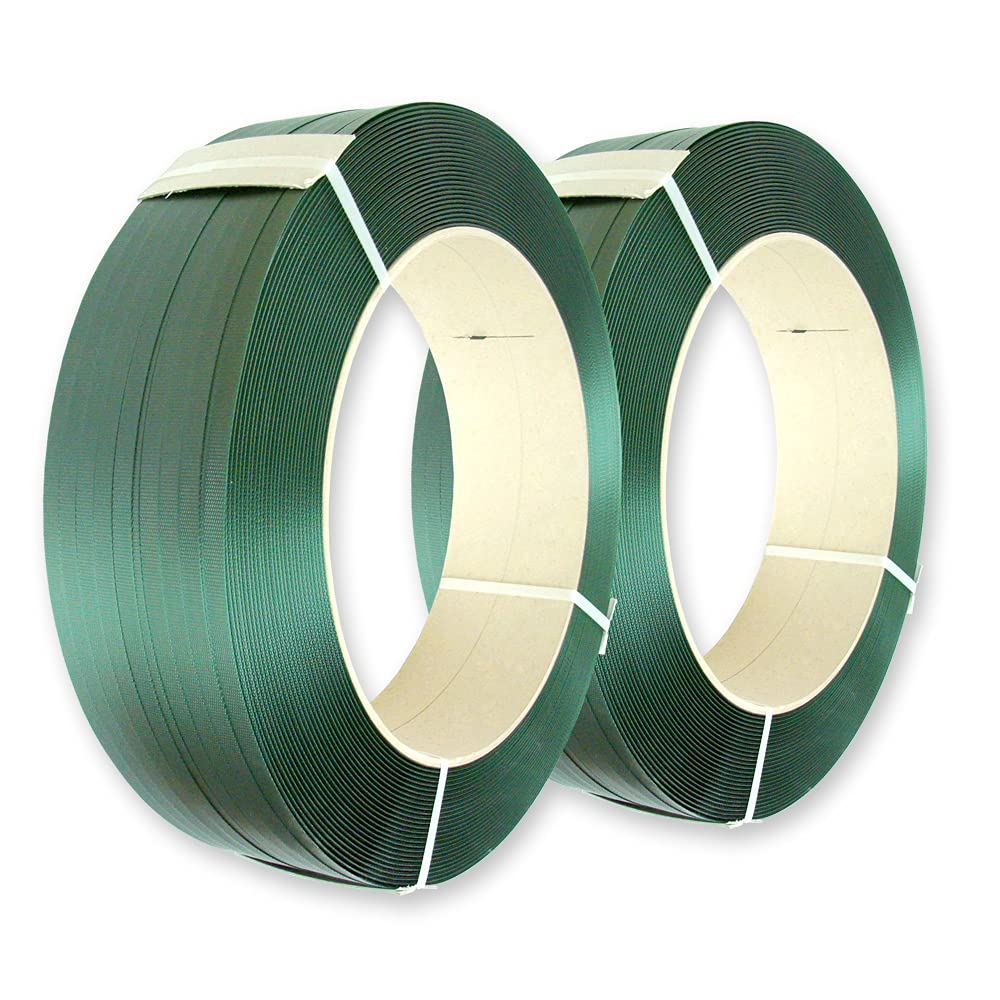 VEMATEC 2 Rollen PET-Umreifungsband 12 x 0,7 mm, 2300 m, grün, Kern 406 mm, Reißfestigkeit 320 kg