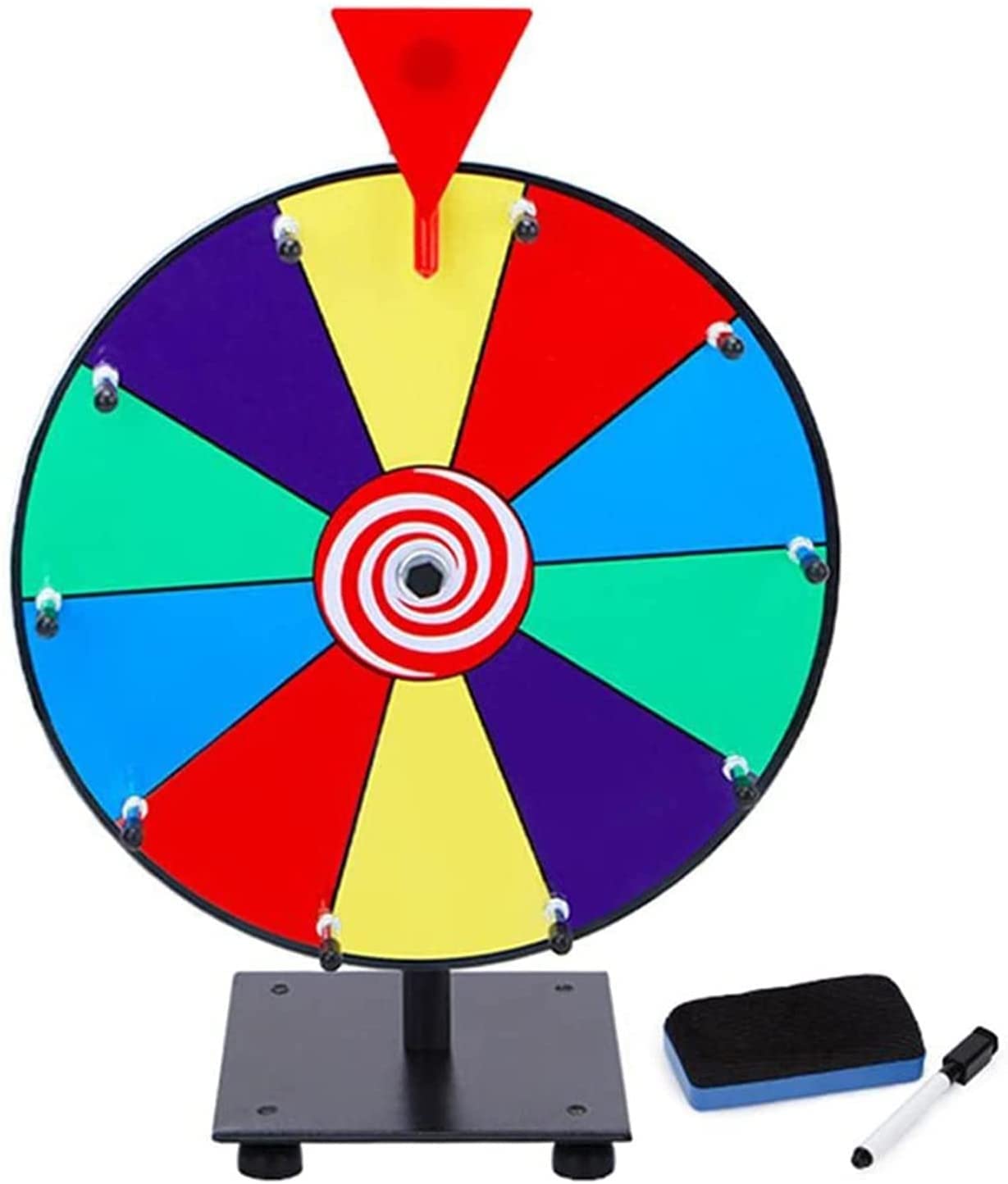 FBJAMZ 12 Inch Spinning Prize Wheel, Lucky Turntable Props Game Bingo Game, With Dry Erase Markers And Eraser For Fortune Spin Game