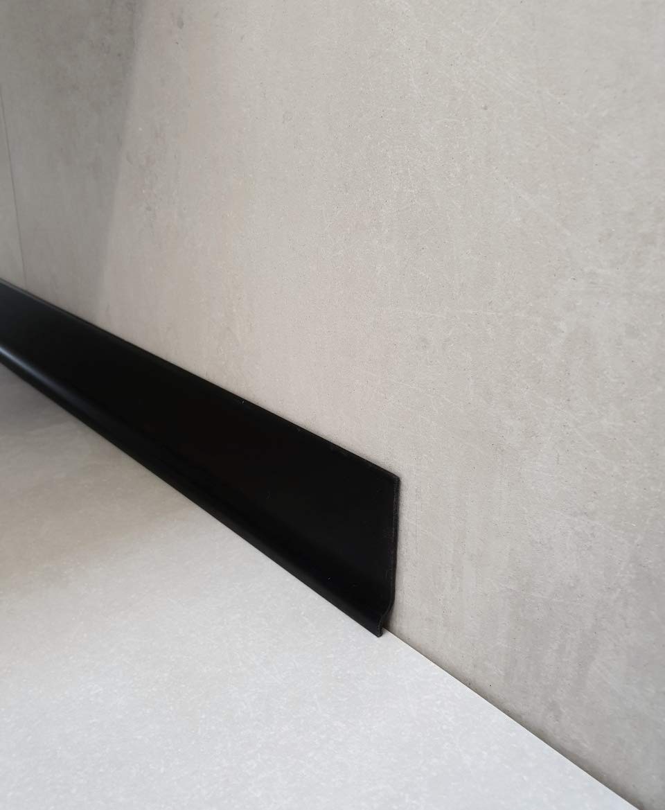 MadeInNature®, battiscopa flessibile in PVC di alta qualità, bianco, grigio chiaro, grigio scuro, nero, altezza 70 mm, lunghezza a scelta (50 ml, nero)