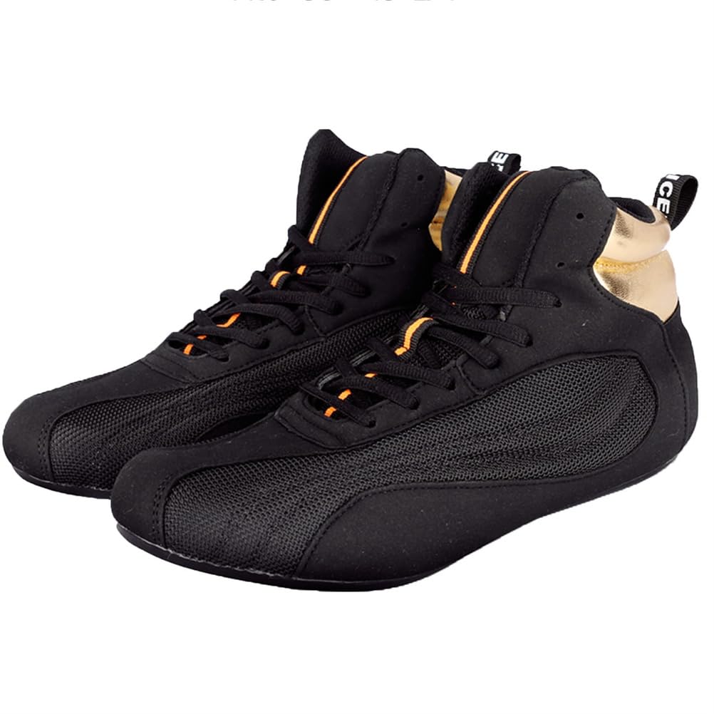 Botas De Lucha Y Boxeo para Hombres, Jóvenes Y Mujeres, Ligeras, Transpirables, Antideslizantes, para Sentadillas, Culturismo Y Entrenamiento Fitness,Negro,41 EU