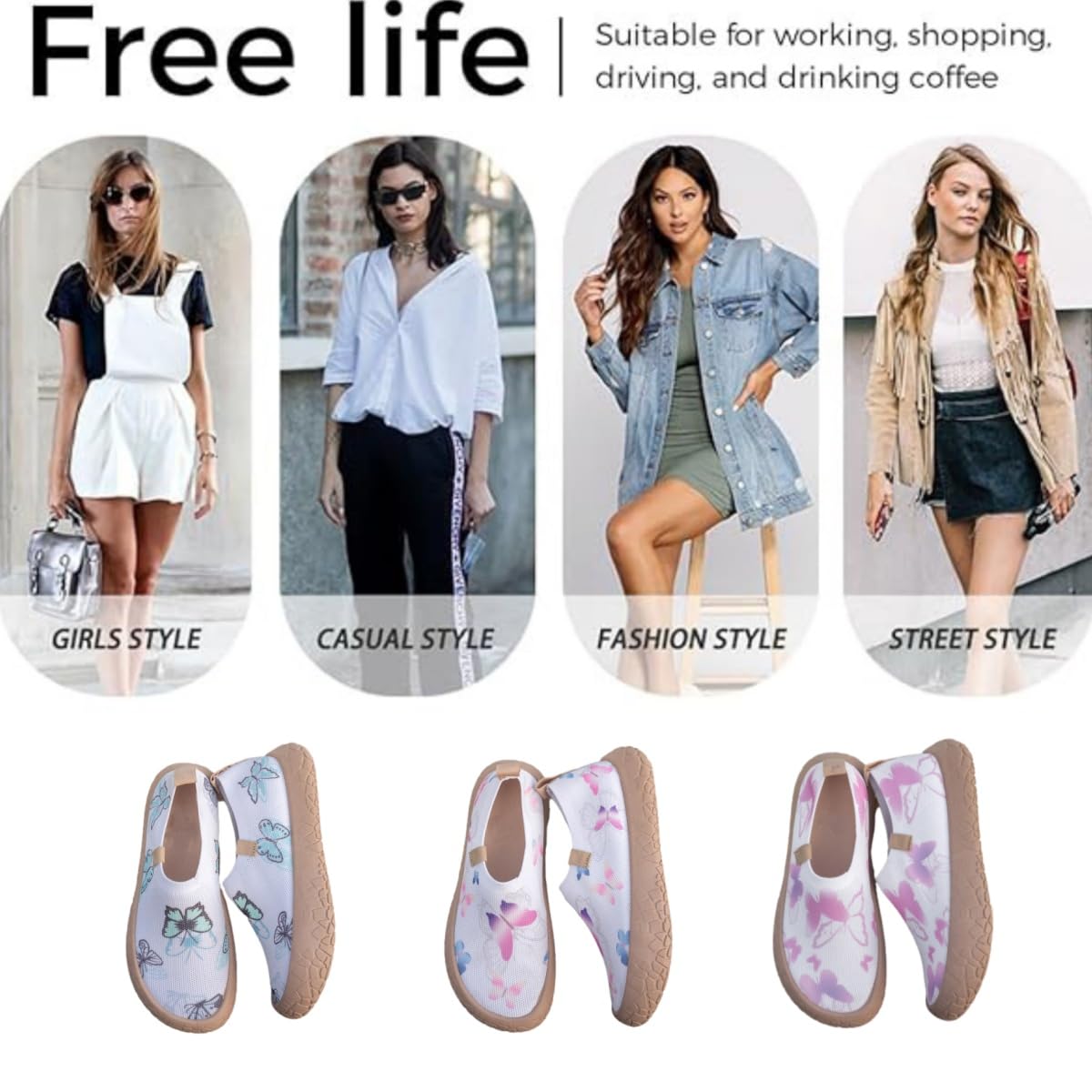 Mocasines de plataforma pintados para mujer, Blanco y verde., 39.5 EU