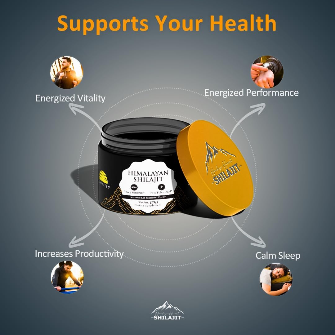 Premimum Shilajit Himalayan Resin with Ashwagandha, & Gold Graded – 25g Jar | Lab-Tested Sun-Dried Organic Shilajit Resin for Men & Women | 85+ Minerals & 75%+ Fulvic Acid for Energy & Stamina