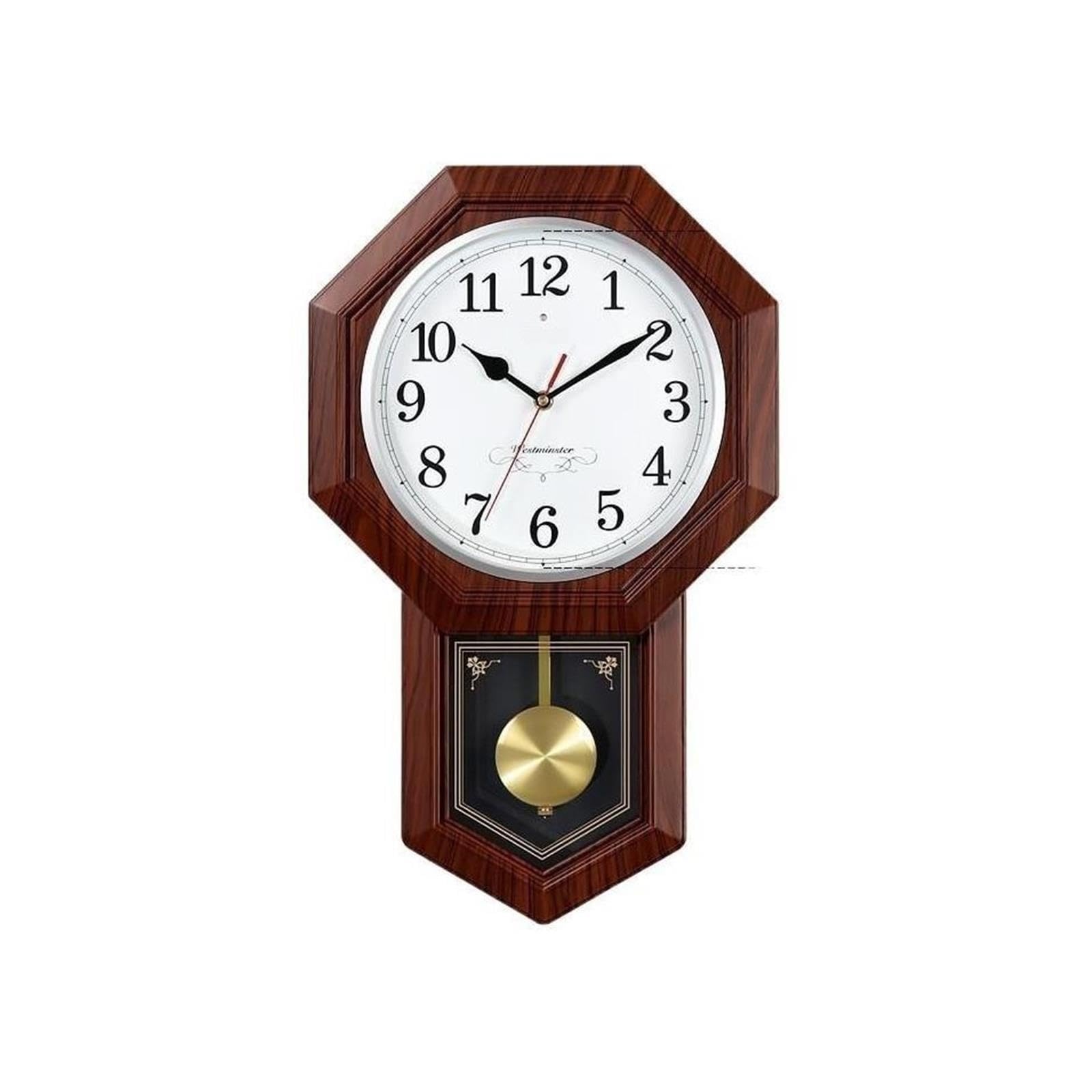 Reloj Cocina Reloj de Pared péndulo Octogonal, Reloj silencioso Decoración(Bruin)