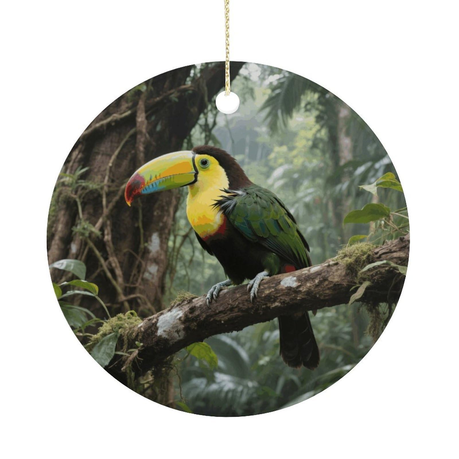 Personalized Christmas Ornaments 2025 Ceramic Hanging Parrot Bird Ornaments with Gold String Double-Sided Vintage Holiday Decorations for Tree Mantel Tabletop Xmas Party Favors