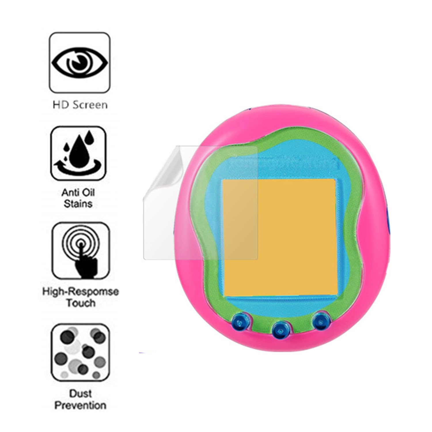 MIHENCE Tamagotchi Uni-beschermfolie, PET HD displaybeschermfolie, compatibel met Tamagotchi Uni elektronisch huisdier, 3 stuks