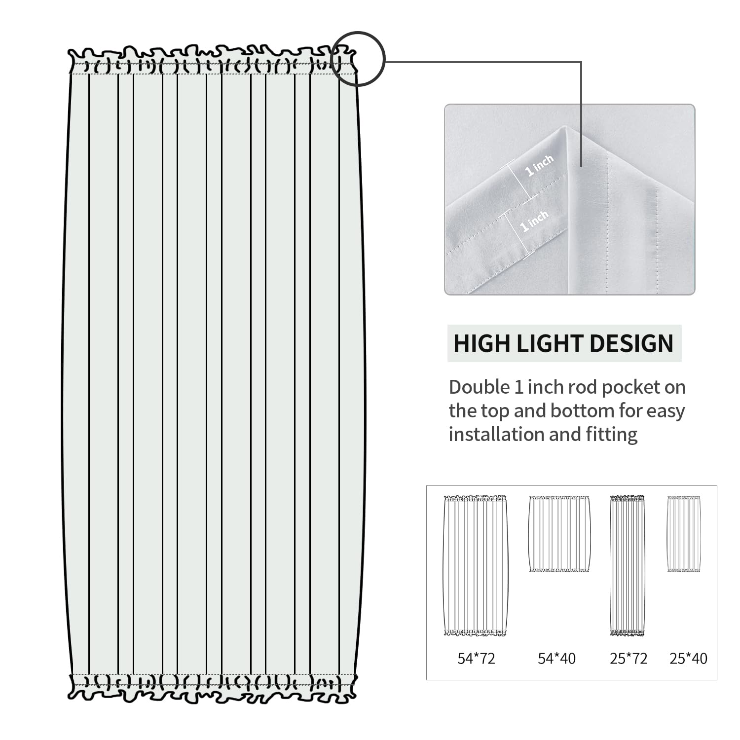 DWCN Rod Door Curtains, Polyester & Polyester Blend, Greyish White, 25 x 72, W 25" x L 72" (1 Panels) - Image 3