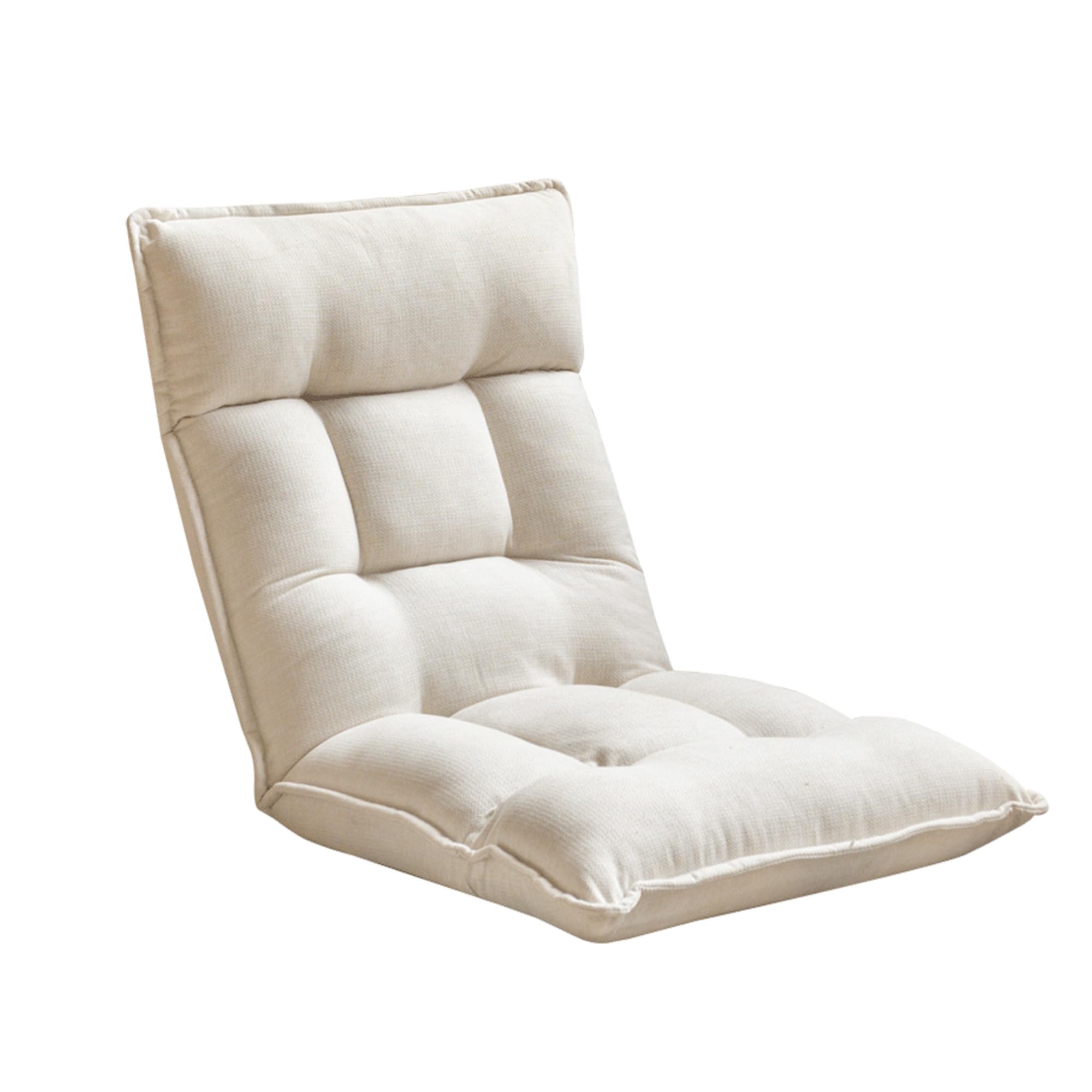 YESWOOD Fauteuil de Sol Réglable 42 Positions, Dossier 90°-180° avec Appui-Tête, Chaise de Sol Paresseux Pliable, Fauteuil Relax Confortable pour Salon, Chambre, Blanc