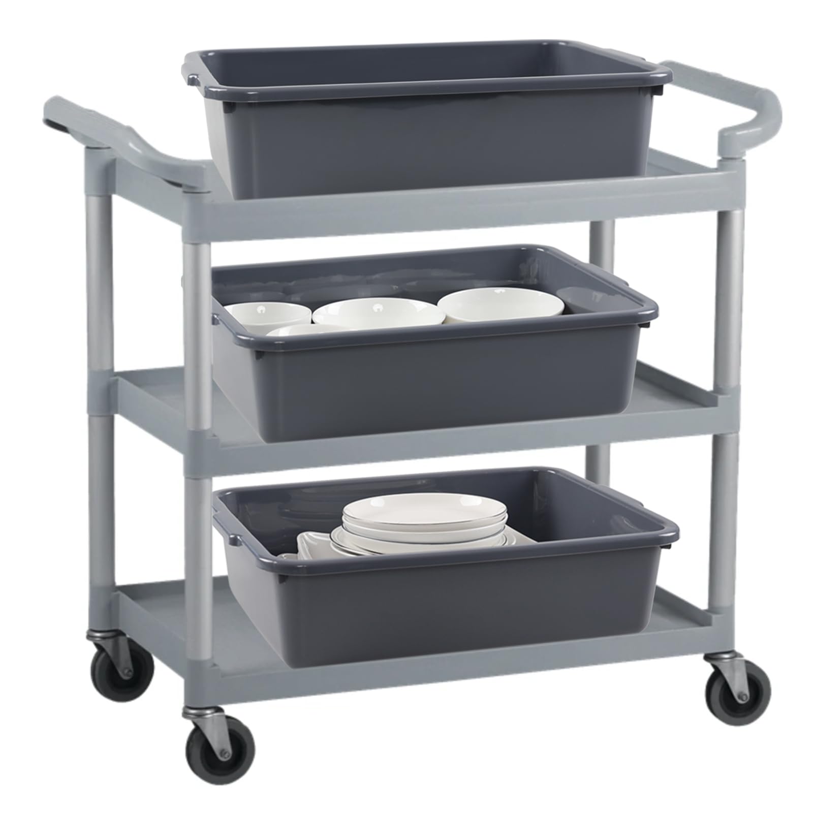 8 Litri Vaschetta Rettangolare Grande, Bacinella di Plastica, Grigio, Set di 5