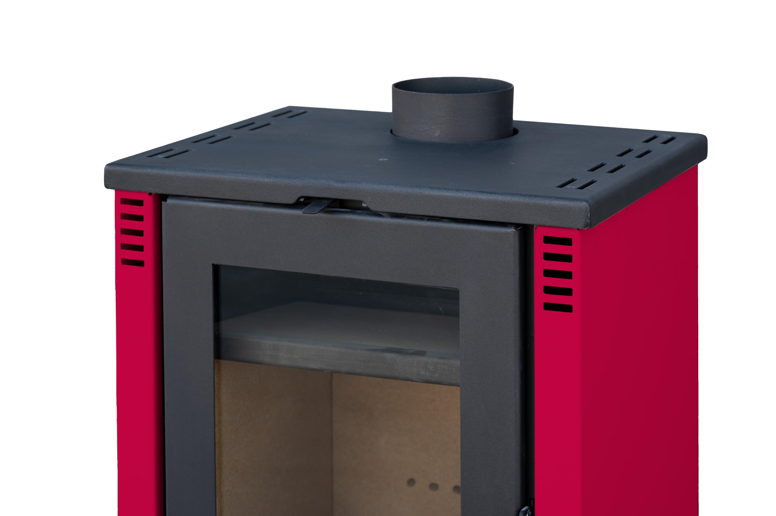 ALAZ Mouse K10M Poêle à bois 10 kW - Bordeaux - Poêle à bois avec chambre de combustion réfractaire et grande fenêtre - Pour bûches jusqu'à 50 cm - Classe énergétique A+