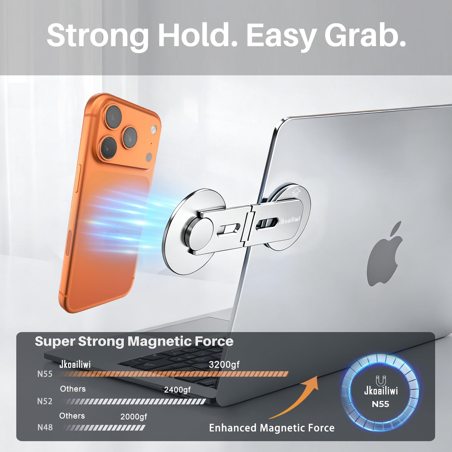 Supporto magnetico per laptop e monitor, supporto laterale nascosto pieghevole, continuità regolabile a 360°, supporto per fotocamera MagSafe iPhone 12-17 Air Pro Max, adatto per Tesla Model