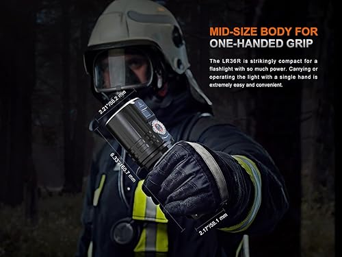 Miniatura 6 de Fenix LR36R Linterna de búsqueda y rescate de haz largo LEP de 10000 lúmenes con portador de cable de carga EdisonBright