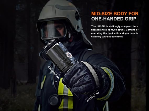 Fenix LR36R 10000 Lumen LEP Long Throw Beam Search and Rescue Flashlight with EdisonBright Charging Cable Carrier
