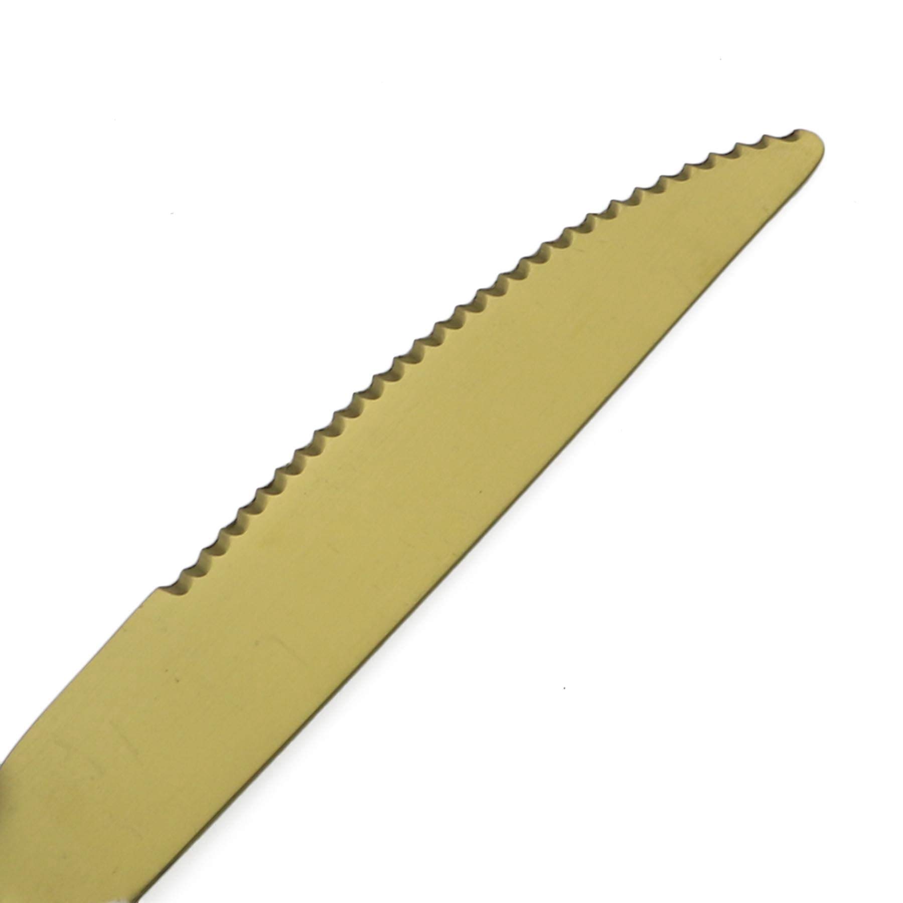 BRIIEC 6 Pieces Matte Black and Gold Serrated Steak Knife Set, 18/10 Stainless Steel Flatware Set