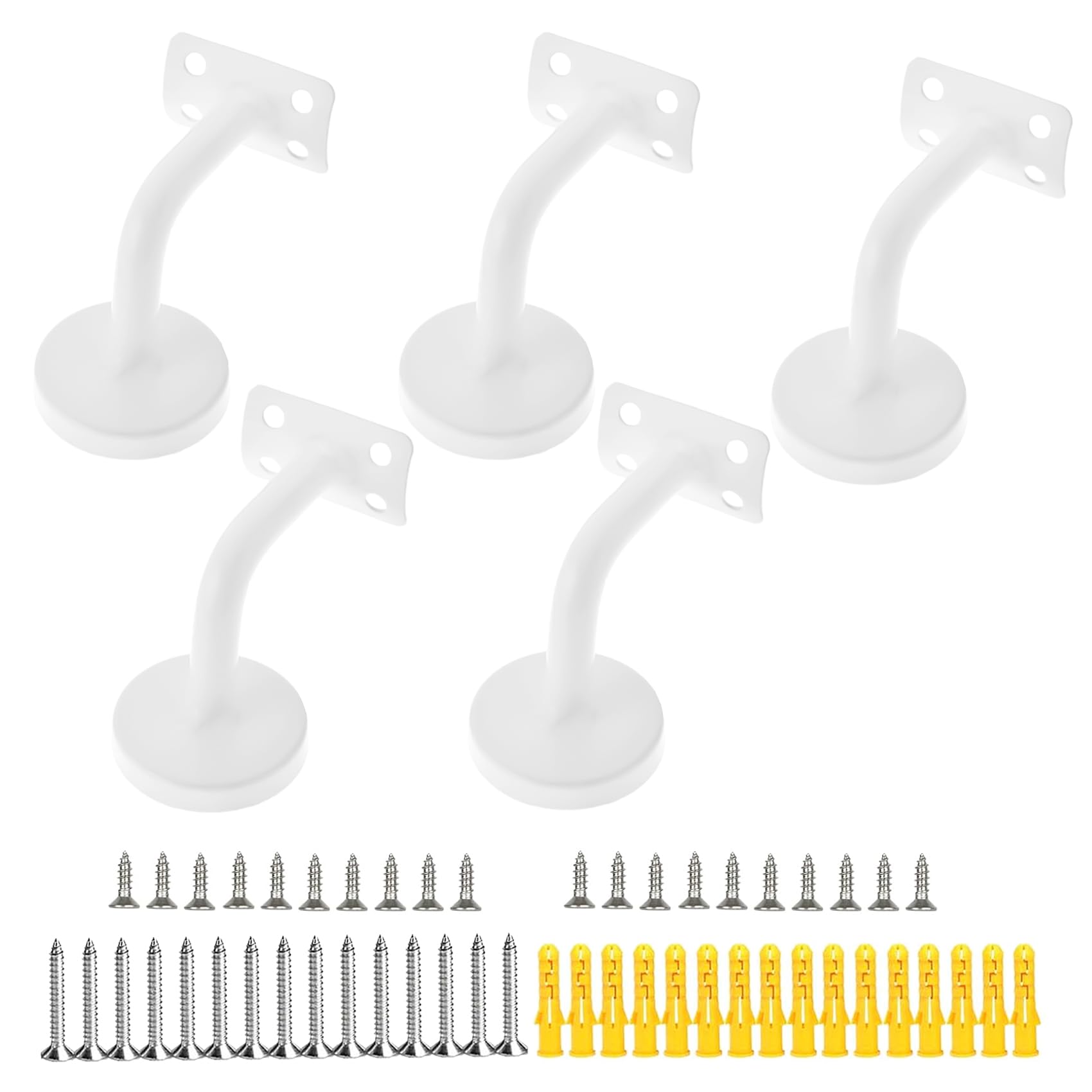 5 Piezas Soporte Pasamanos Escalera de Acero Inoxidable para Escaleras Interiores y Exteriores (Blanco)
