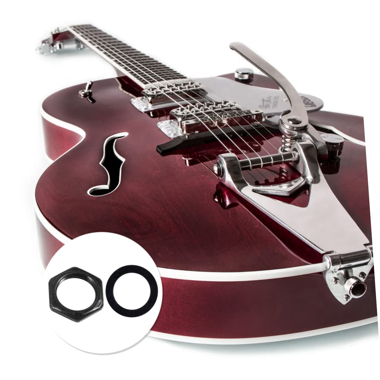 JOINPAYA 20 Pcs M9 Electric Guitar Nut Gasket Potentiometer Set (10 Nut 10 Gasket) Metal Material Black Easy to Install