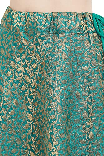 Image of Studio Shringaar Women's Polyester Maxi Benaras Brocade Readymade Long Skirt Lehenga Ghagra