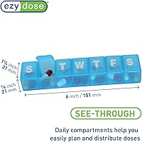 Vista 2 de EZY DOSE Weekly (7-Day) Daily Pill Case, Medicine Planner, Vitamin Organizer, Supplement Container, Convenient and Easy to Use, Large Compartments