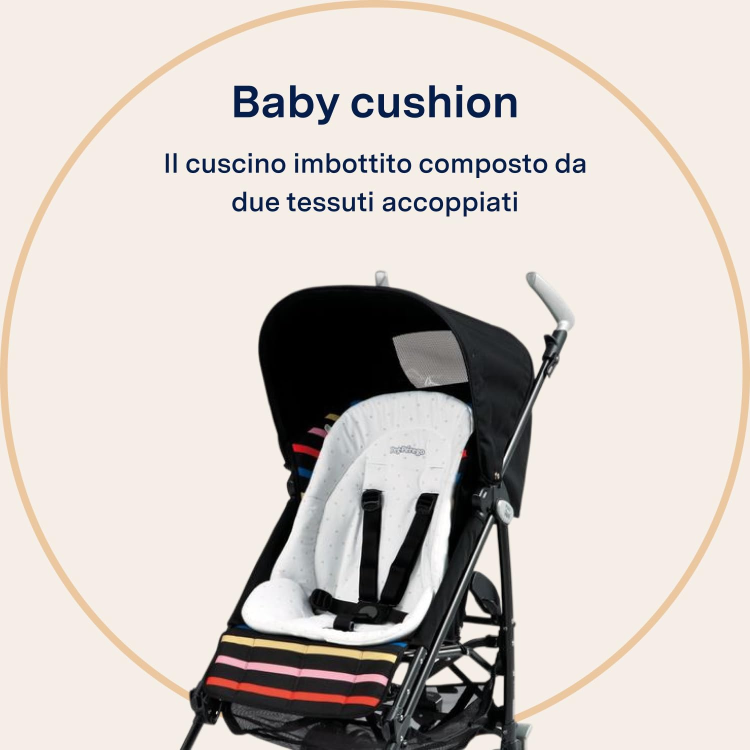 PEG Baby Cushion Cuscino Riduttore Imbottito Universale Cotone Jersey Passeggini Seggioloni Peg Perego