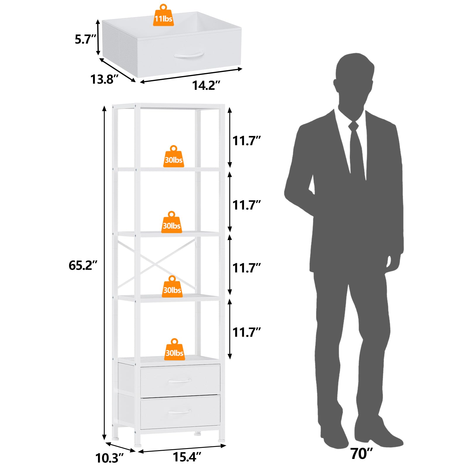 Furnulem 5-Tier Corner Shelf - White -3 Furnulem 5-Tier Corner Shelf - White -3
