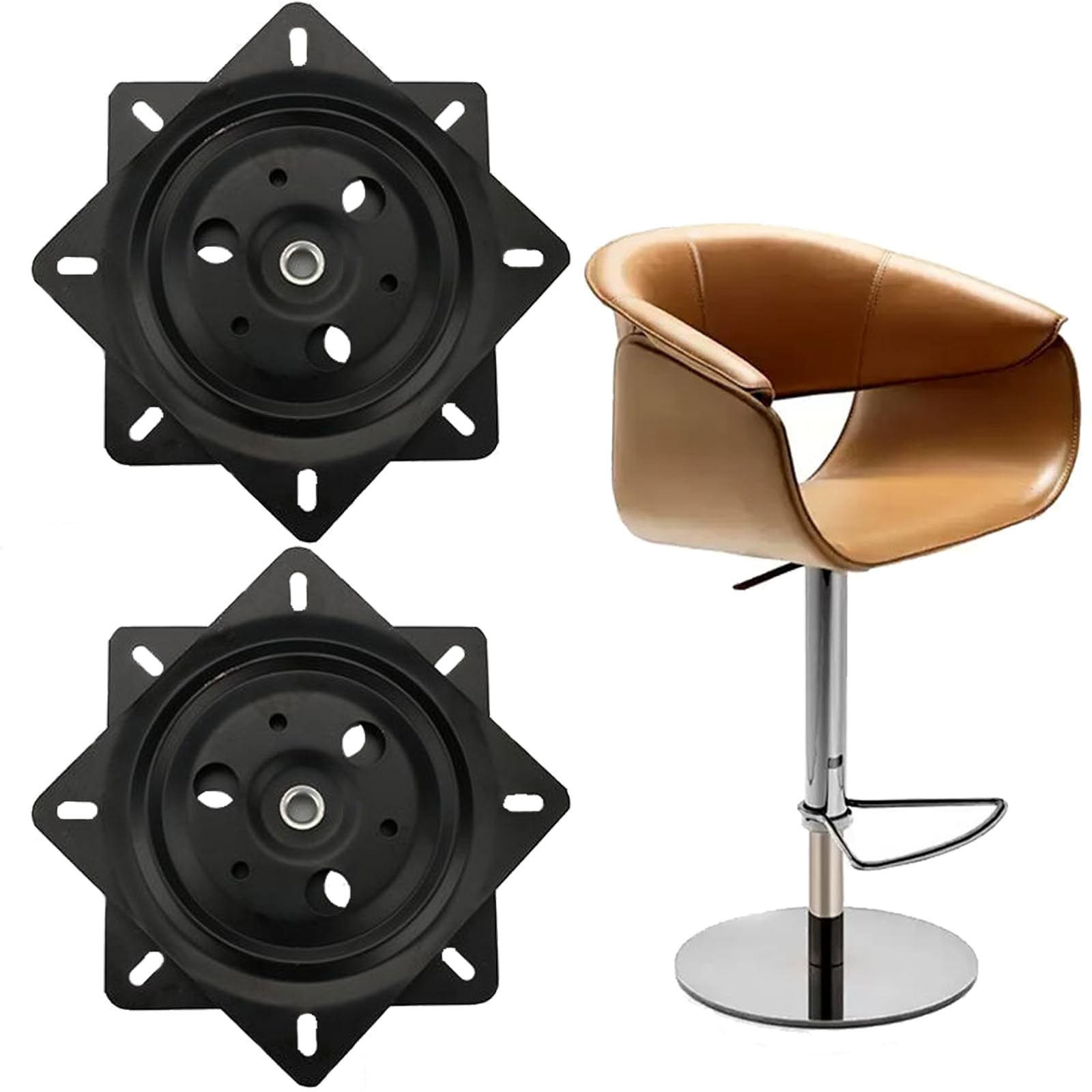 2 Piece Seat Swivel Plate Heavy Duty Bar Stool Swivel Plate Turntable Bearing Plate Swivel Boat Seat 360 ° Rotation for Bar Chairs, Rotating Bookshelves, etc (Black)