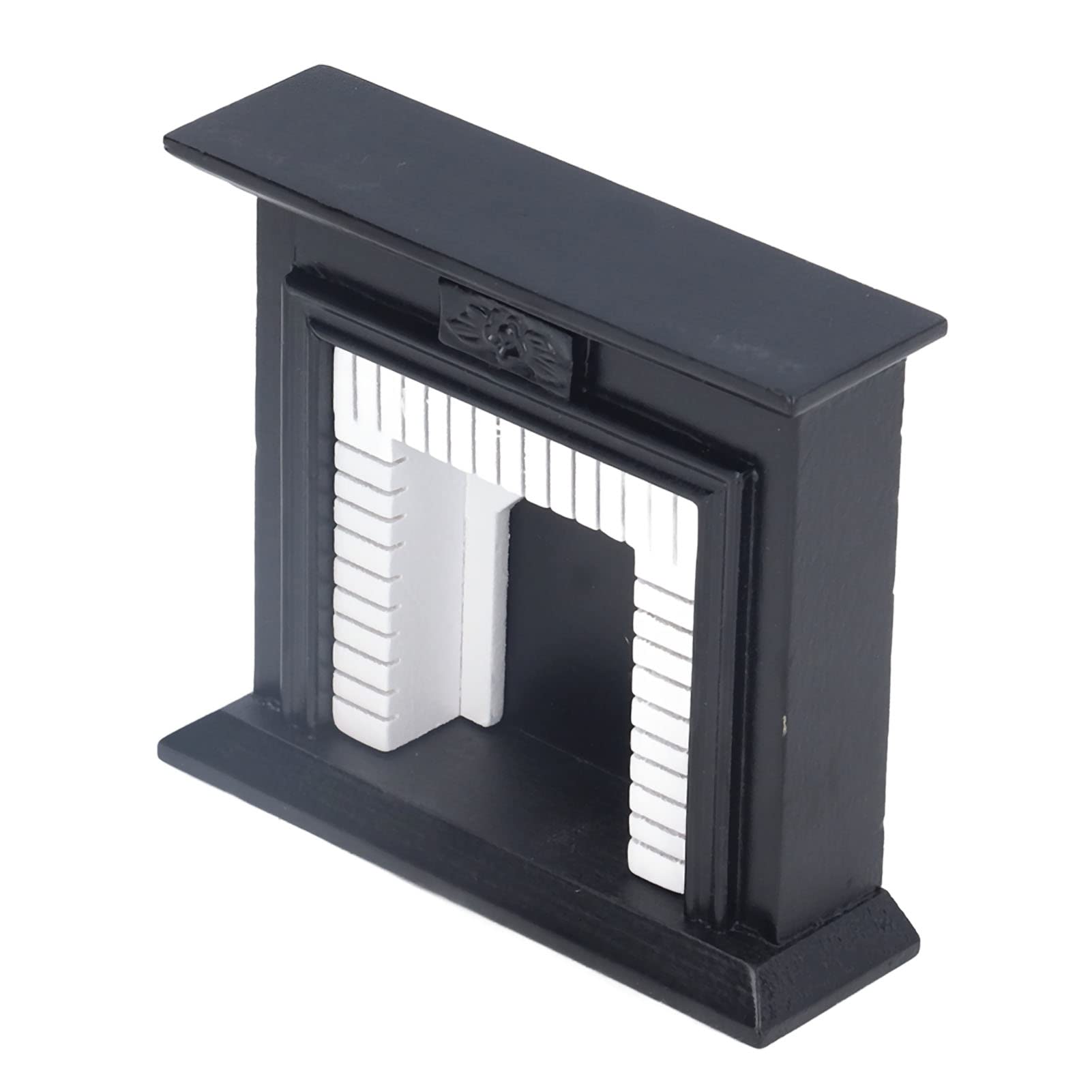 Cheminée Miniature En Bouleau Pour Maison De Poupée 1:12, Style Vintage Noir Et Blanc, Meuble Déco Rétro, 10,1 X 8,8 X 3 Cm - Cadeau Enfant Et Collectionneur