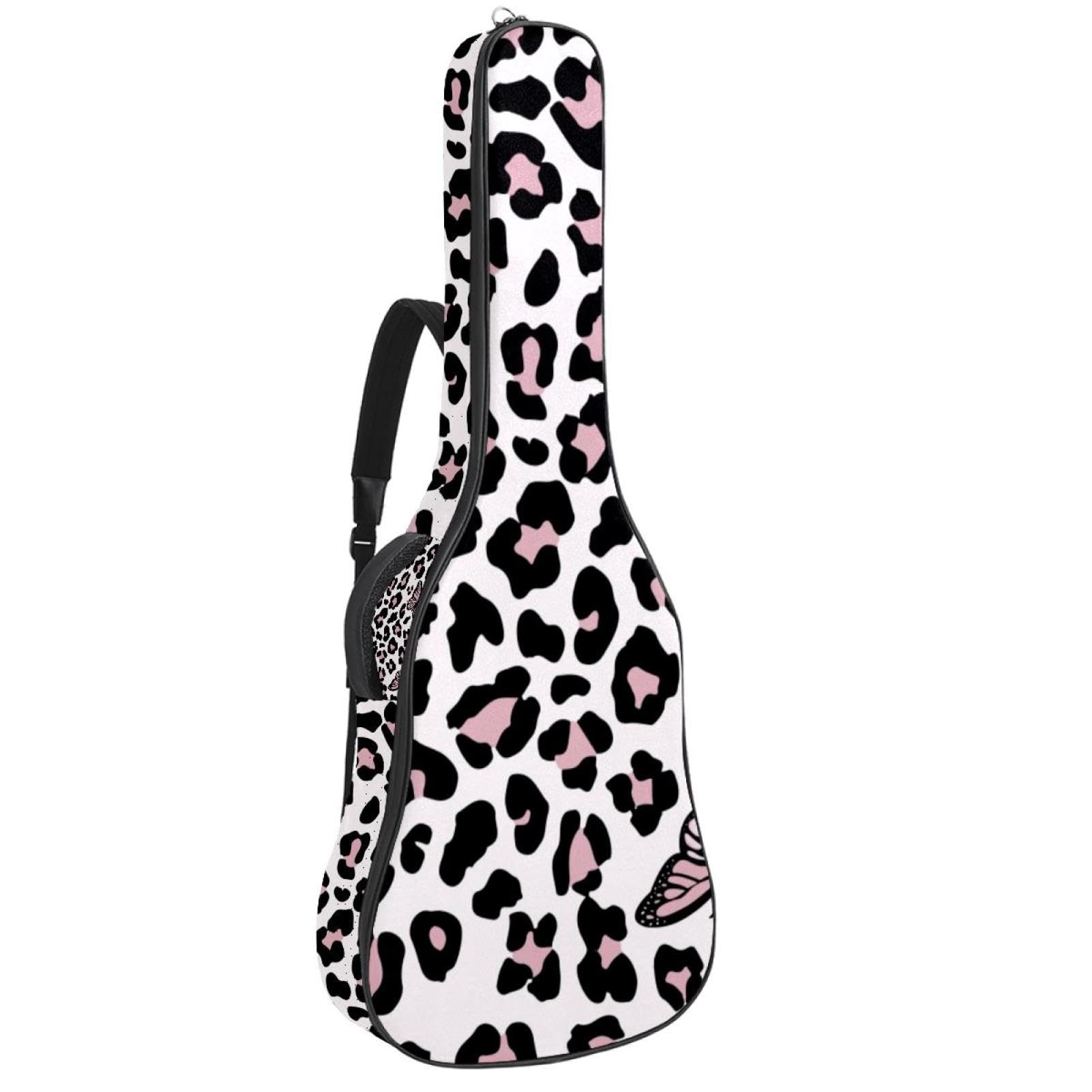 Torba na gitarę akustyczną wodoodporny plecak na gitarę grubo miękki wyściełany motyl i lampart klasyczna obudowa na gitarę, wielobarwny, 42.9x16.9x4.7 in, Organizer do torby