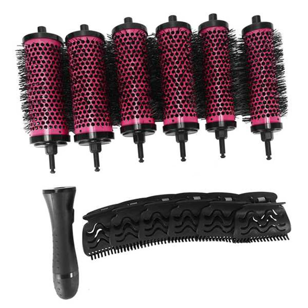 6-Teiliges Set mit Lockenwicklern, Abnehmbarem und Positionierungsklammern, Lockenwicklerkamm Aus Aluminium und Keramik, Friseur