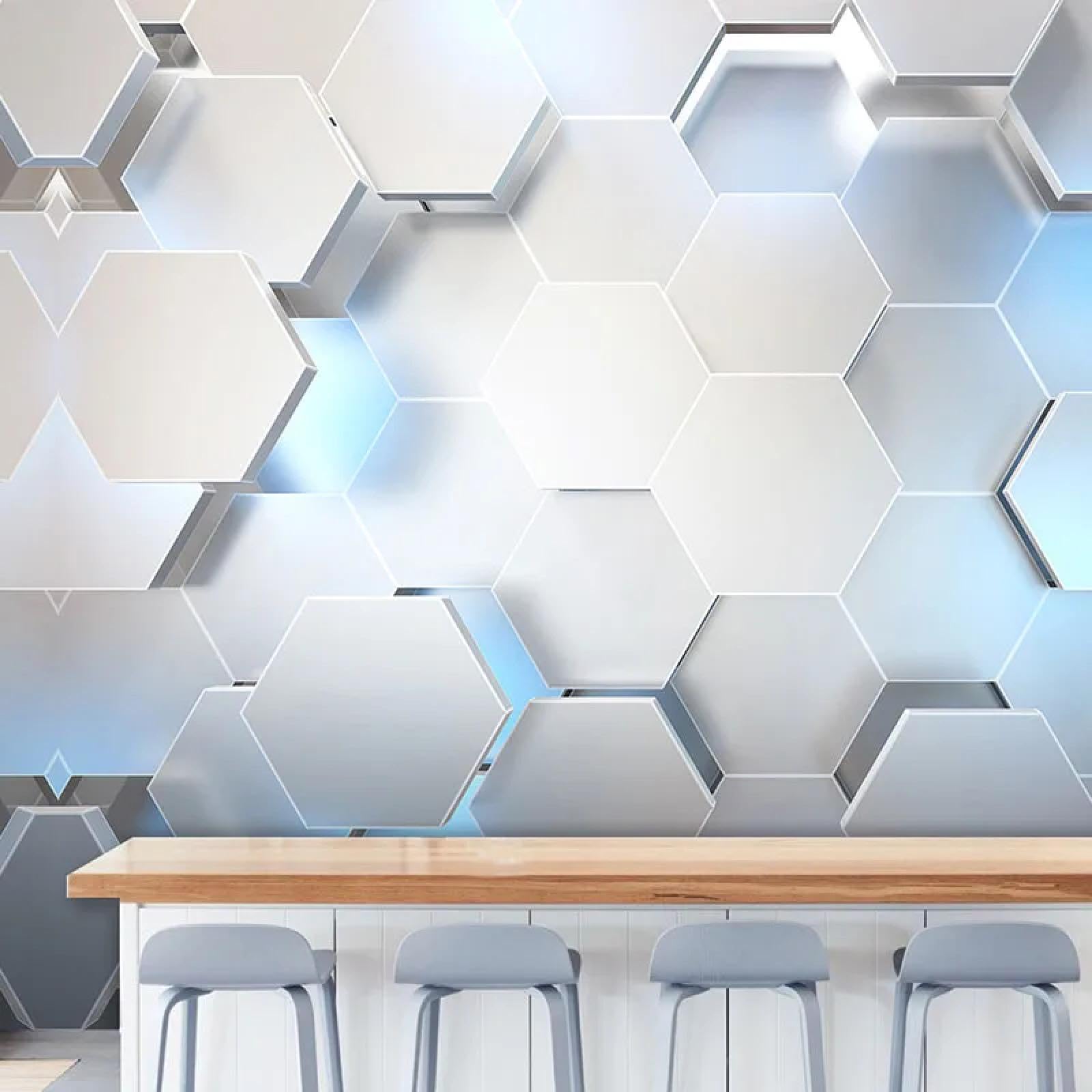 Yyzovbnn Mural 3D Geometric Hexagon Wallpaper Ktv Hair Salon Office Company E-Sports Concave And Convex Background