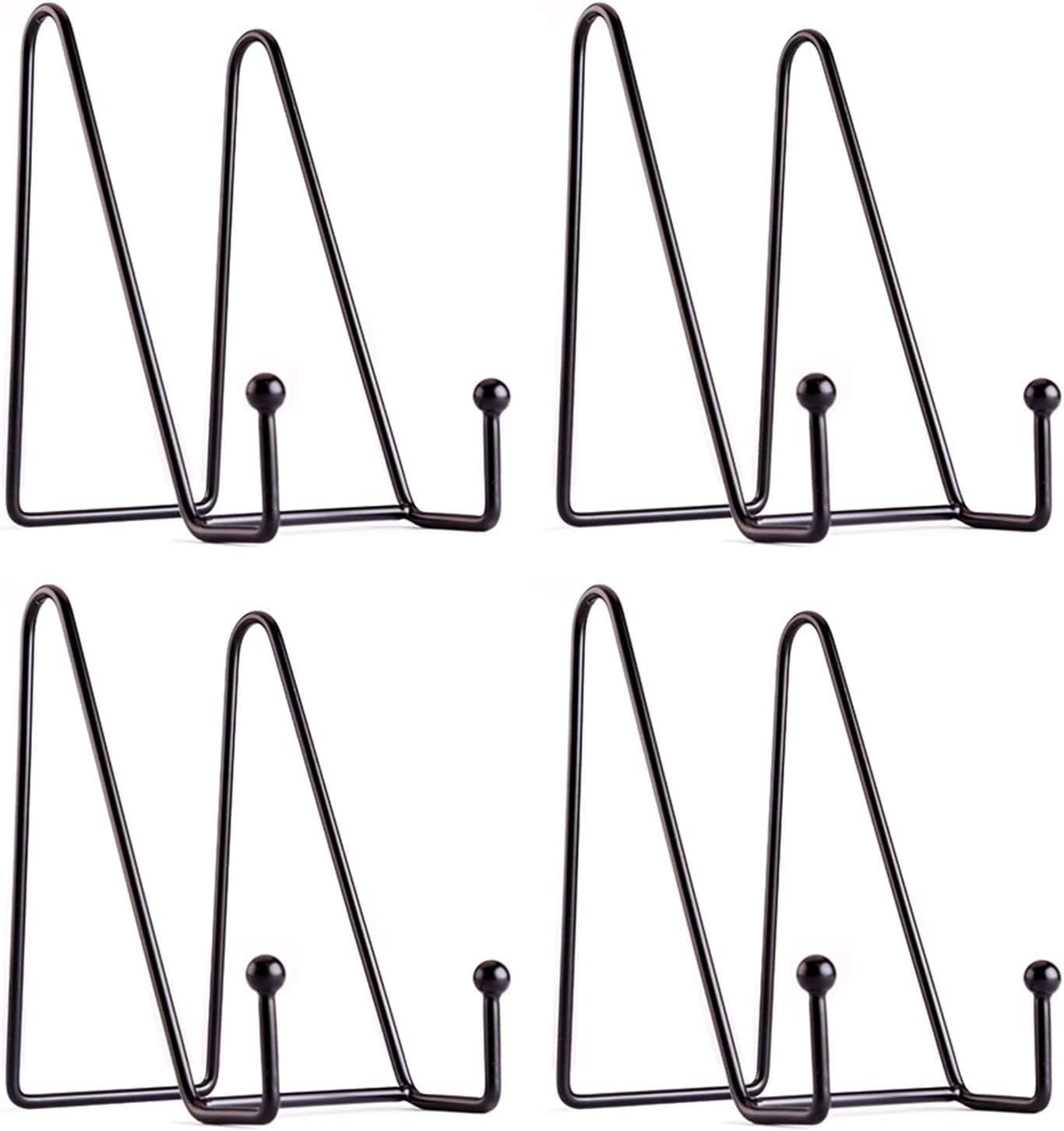 6 Inch Display Stands for Plate Photos 4 Pack - Black Iron Easel Plate Holder Display Stands Metal Frame Holders for Photo, Pictures, Decorative Plate Dish and Tabletop Art