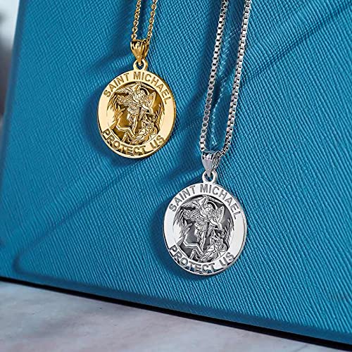 PicturesOnGold.com Saint Michael Religious Medal - 2/3 Inch Size of Dime, Solid 14K Yellow Gold4