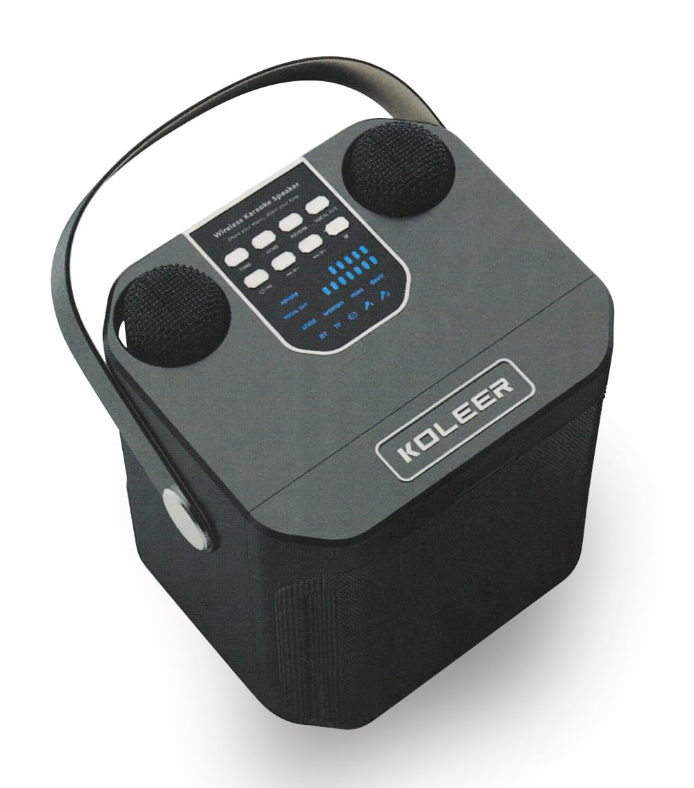 Sistema Karaoke Portatile Wireless con 2 Microfoni e Supporto per Smartphone/Tablet – Cassa Bluetooth con Audio Potente, Effetti Karaoke, Altoparlante Portatile per Feste, Compleanni