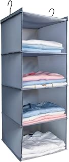 Hanging Closet Organizer 4-Shelf, Oxford Fabric Wardrobe Storage, Gray