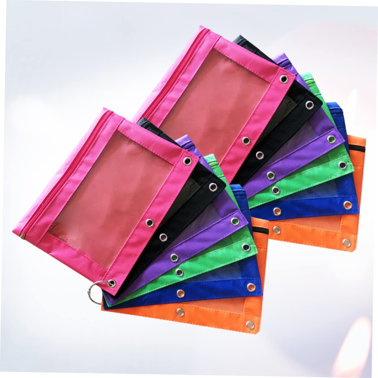 Estuche para Lápices de Tela Oxford Transparente Tres Orificios 12 Piezas