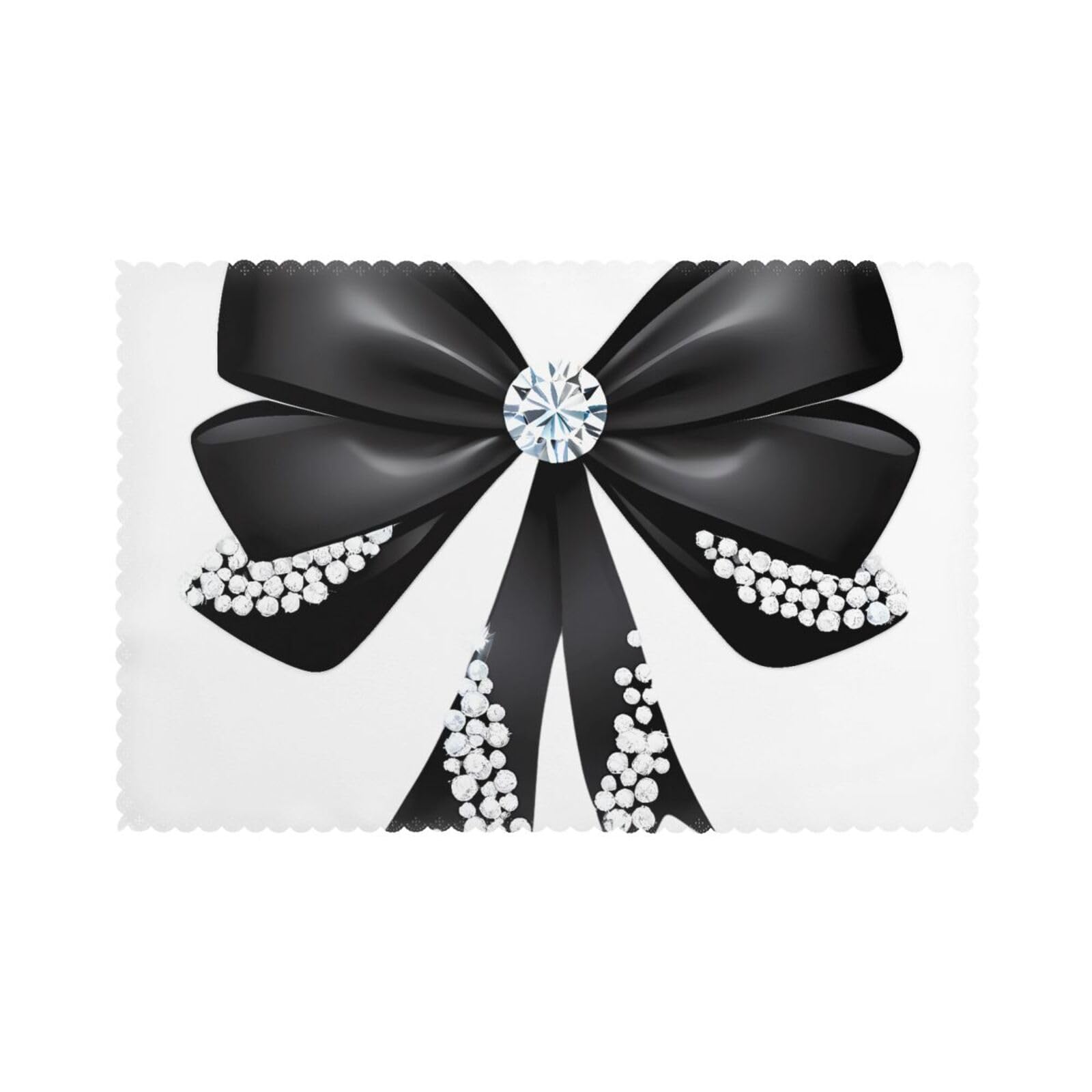 Whjdpp White Placemats For Dining Table Set Of 6 Sparkling Bow Printing Hotel Family Banquet